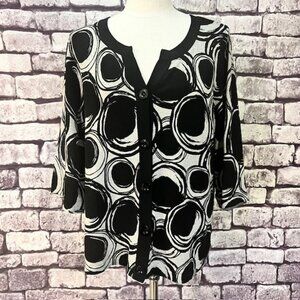 Hampshire Black & Gray 3/4 Sleeve Cardigan Sweater Size XL